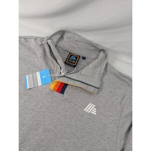 New Aldi 1/4 Zip Gray Pullover Shirt LARGE Rainbow Trim Men Unisex Outdoor